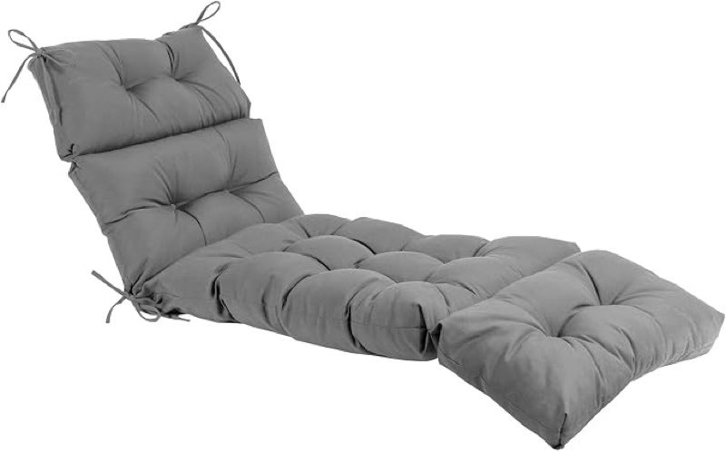 qilloway indoor/outdoor chaise lounge cushion,spring/summer seasonal replacement cushions. (grey)