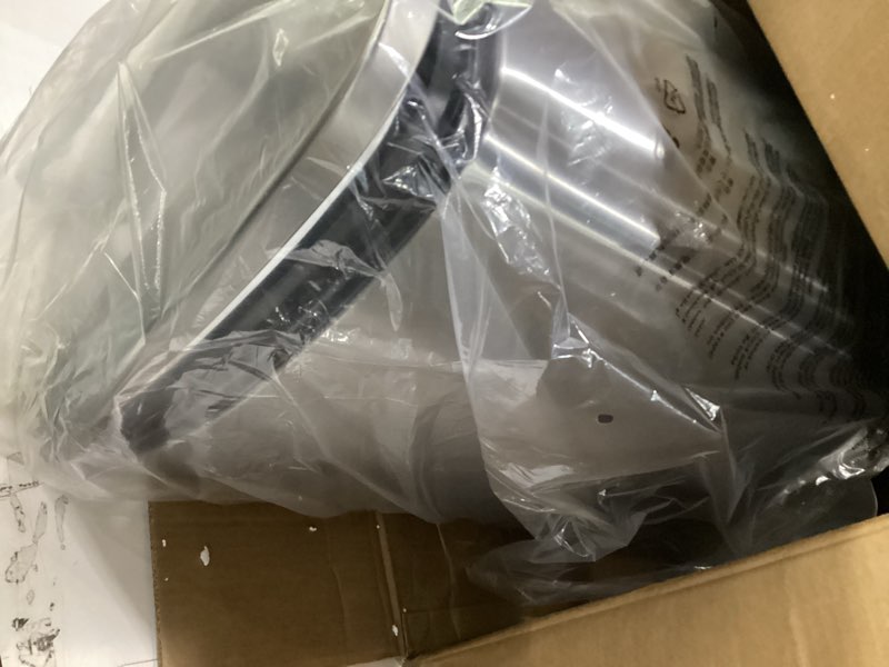 Condition photo showing New/Like New for Amazon Basics Smudge Resistant Rectangular Trash Can With Soft-Close Foot Pedal, Brushed Stainless Steel, 50L/13.2 Gal, 16.7x14.7x25.9 in, Satin Nickel Finish Satin Nickel Big, 50L/13.2 Gal