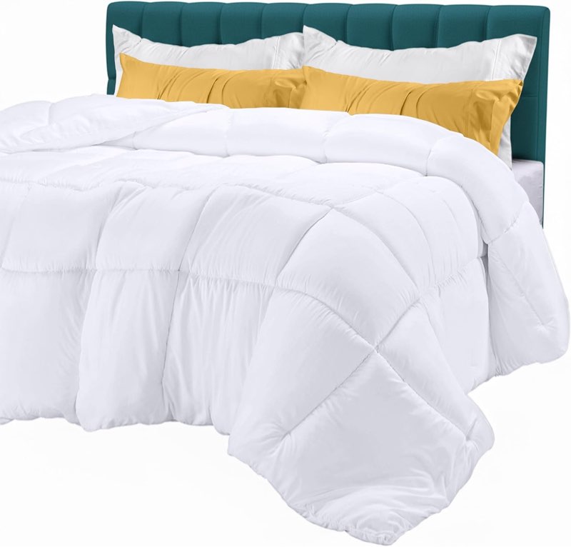 Utopia Bedding Comforters Queen Size, All Season Duvet Insert, Down Alternative Box Stitched Bed Comforter with Corner Tabs, Machine Washable (White)
