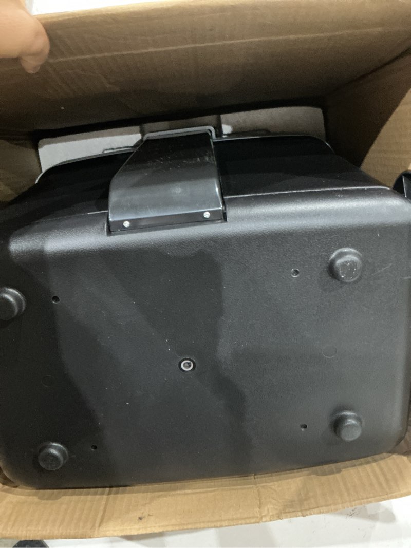 Condition photo showing As Is for electric car cooler and warmer 35 quart(33 liter) capacity with draw bar and wheels, thermoelectric iceless cooler for travel, camping, vehicles, truck, home - 12v dc and 120v ac