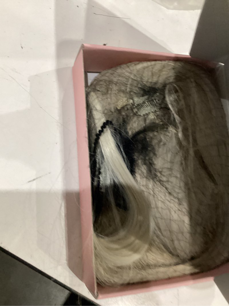 Condition photo showing As Is for reecho hair extensions, 11pcs clip in hair extensions 24" long straight hair extensions he005 natural soft synthetic hairpieces for women pearl platinum 24 inch (pack of 11) pearl platinum