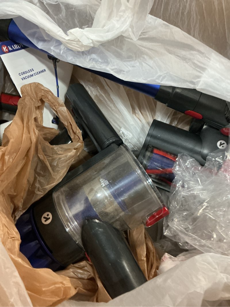 Condition photo showing As Is for kardv cordless vacuum cleaner, 500w/40kpa vacuum cleaners for home, 60mins stick vacuum with led display, anti-tangle & wall mount charging, 8 in 1 lightweight vacuum for hard floors carpet pet hair