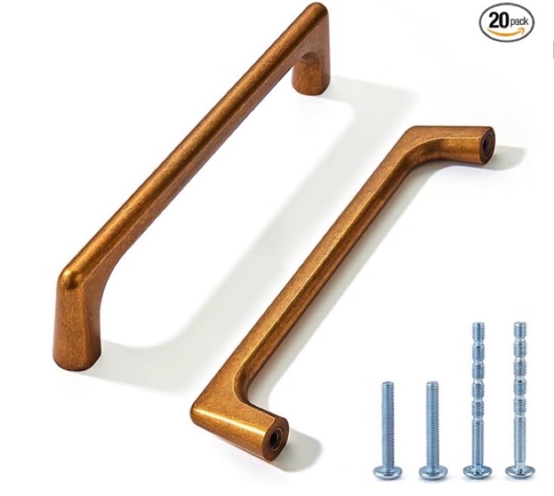 LIMUR 10 Pack 5 Inch (128 mm) Hole Center Antique Brass Cabinet Pulls - Solid Zinc Alloy Kitchen Cab
