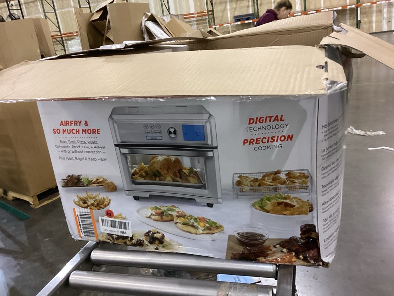 Condition photo showing As Is for Cuisinart Air Fryer Toaster Oven, Digital Display, 1800 Watt Air Fryer Toaster Oven Combo with Adjustable Temperature and Controls, Stainless Steel Small Kitchen Appliance, TOA-65,Silver 0.6 cu ft. interior