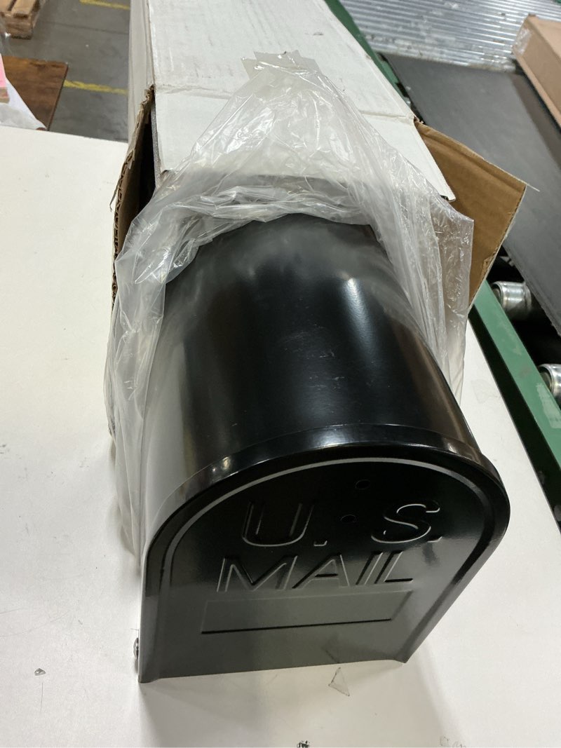 Condition photo showing Good Condition for Metal Post Mount Mailboxes for Outside,Galvanized Steel,Waterproof,Medium Capacity,Red Flag Indicated,Modern Style,Mail Boxes for House Outside/Residential,Black,18.8 x 9 x 6.7 inches