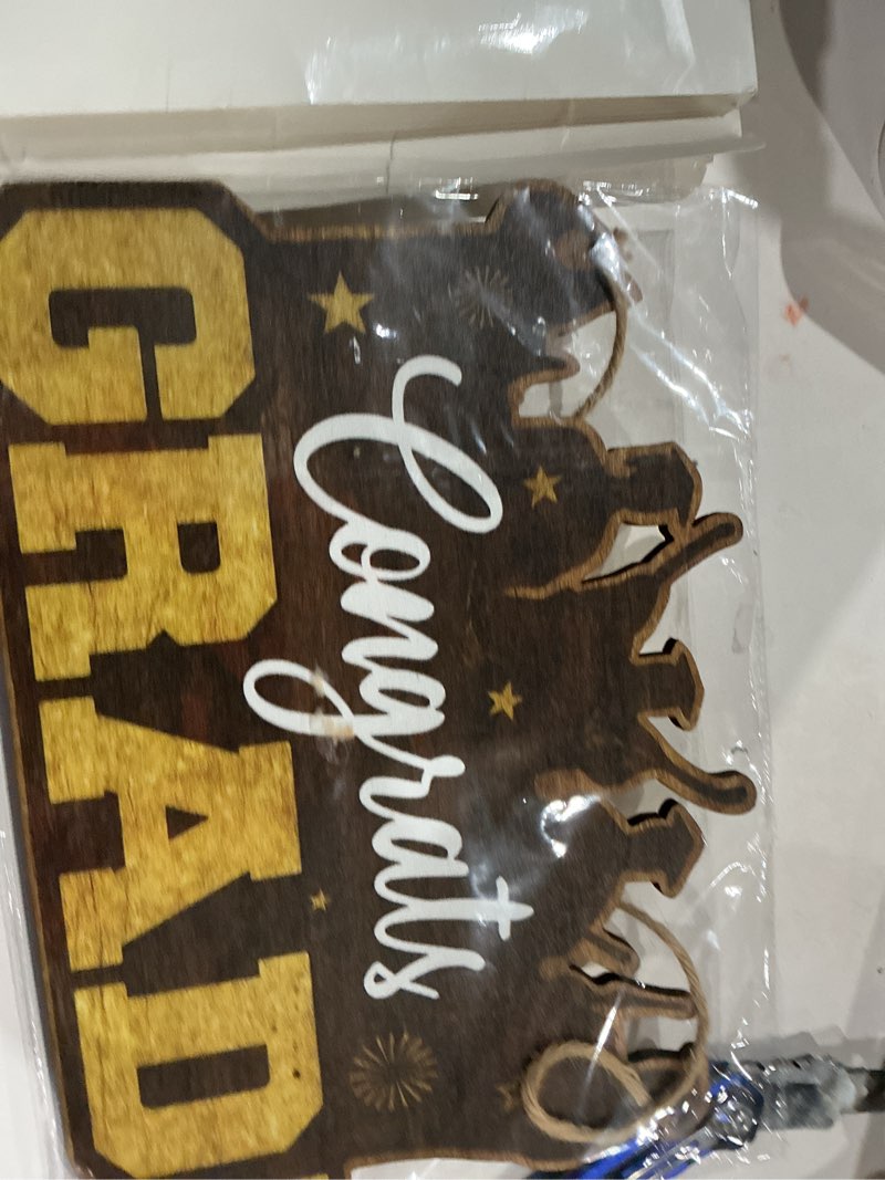 Condition photo showing Good Condition for graduation decoration congrats grad door sign wooden graduation hanging sign wall decor 2026 vintage rustic door hanger wall plaque for photo booth props party, 14.2 x 10 inch