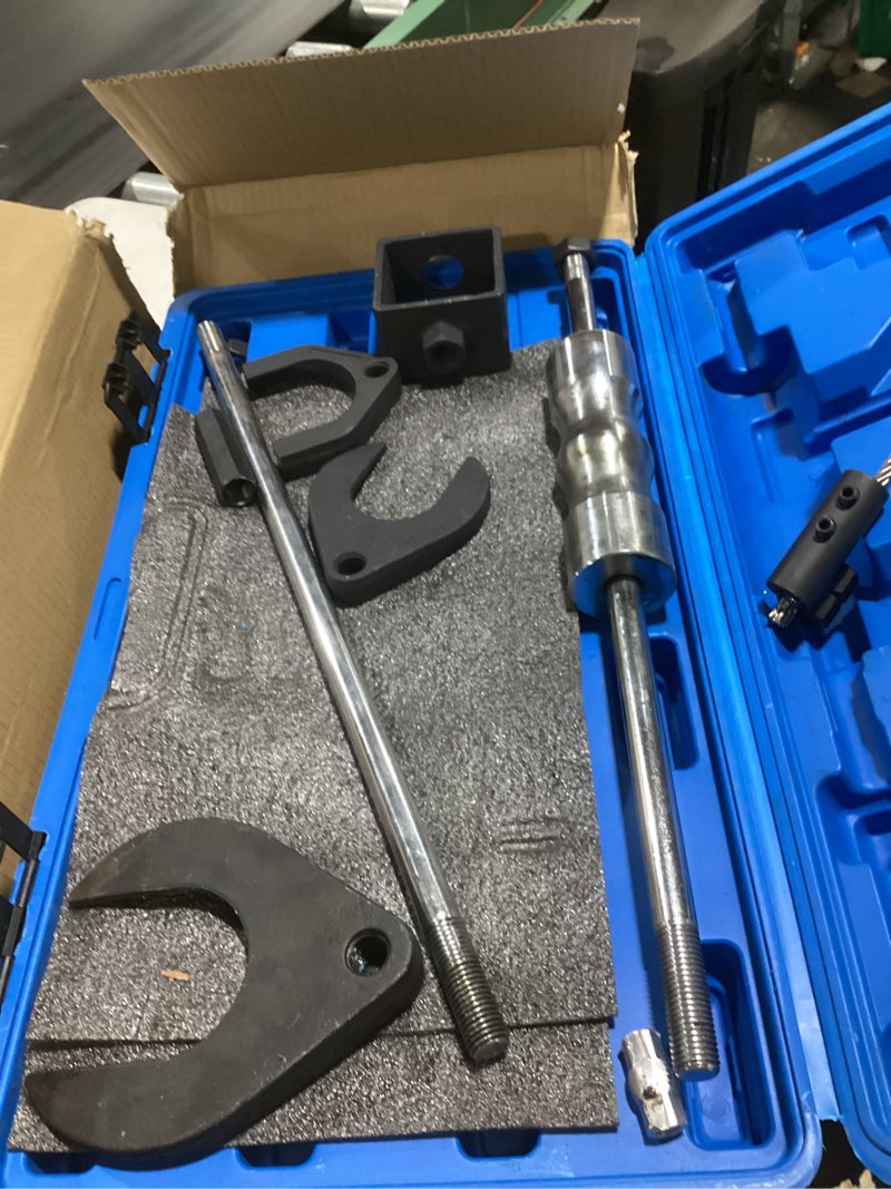 Condition photo showing Good Condition for 10 piece inner cv axle removal tool, heavy duty slide hammer puller set, 63mm 48mm cv joint fork, outer cv joint adapter and steel cable adapter, front wheel drive axle half shaft removal tool kit 10pcs