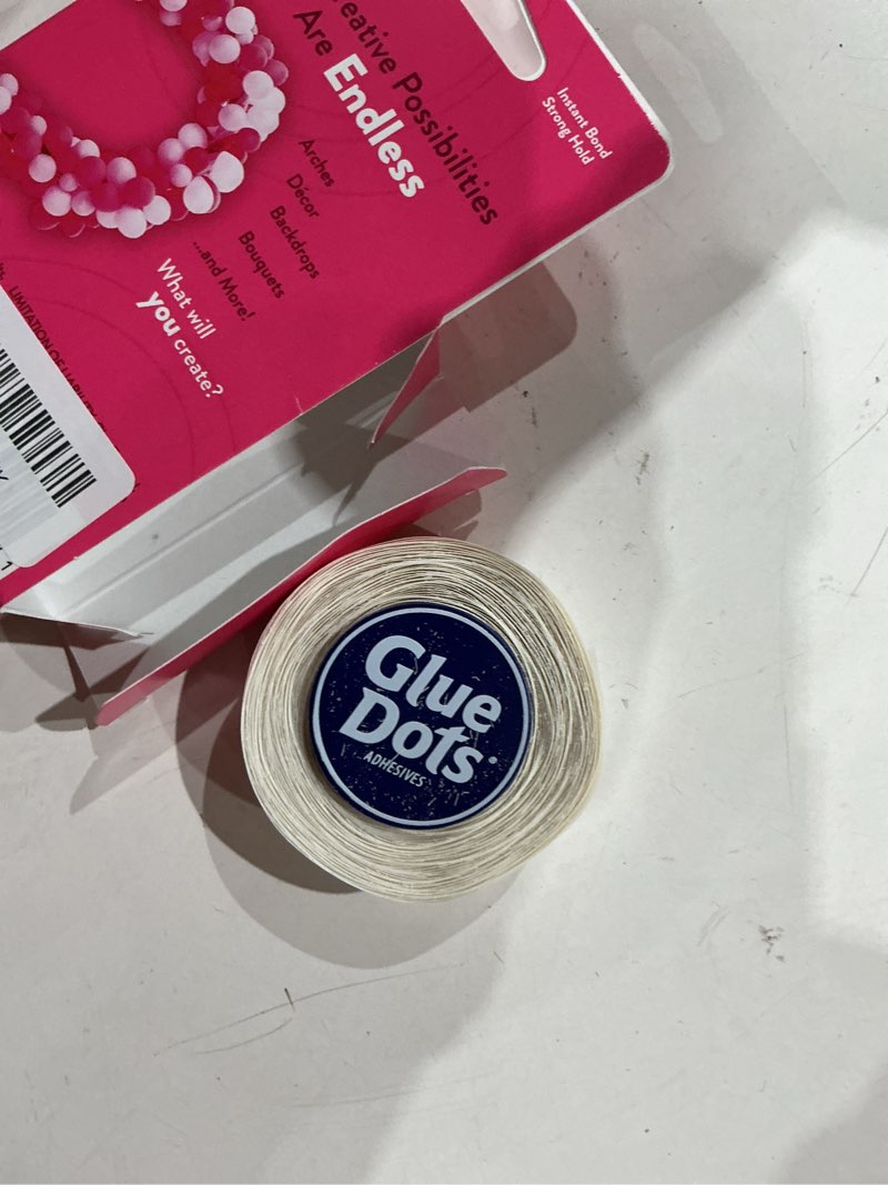 Condition photo showing Good Condition for glue dots, balloon dots, double-sided, 1/2", 300 dots, diy balloon arch decoration, glue tape for party wedding birthday, glue stick and tape alternative, clear pack of 1
