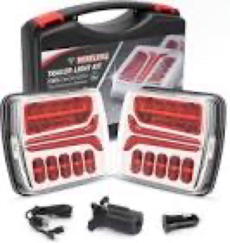 upgraded wireless trailer lights magnetic, 2pcs rechargeable led tail lights for trailer, portable w