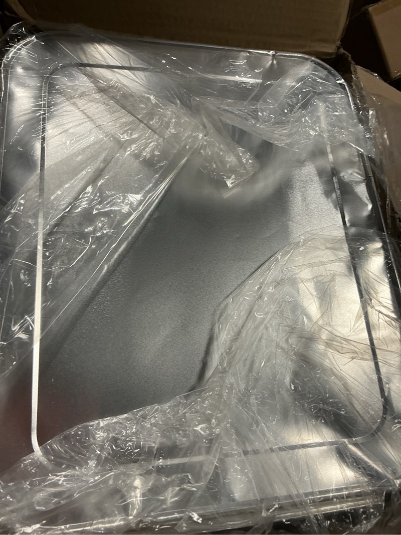Condition photo showing New/Like New for alpha living 6 pack - disposable chafing dish buffet set, half size pans, welded body food warmers for parties, fuel cans complete set, warming trays complete kit (with racks)