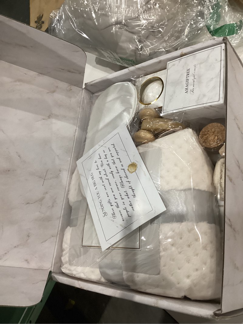 Condition photo showing New/Like New for Gift Baskets for Women,11PC Care Package with Moon Lamp,Grief,Get Well Soon After Surgery,Birthday,Think of You,Thank You,Sympathy White