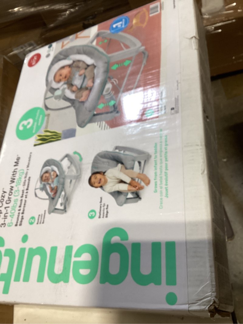 Condition photo showing New/Like New for ingenuity keep cozy 3-in-1 grow with me vibrating baby bouncer, seat & infant to toddler rocker, vibrations & -toy bar, 0-30 months up to 40 lbs (weaver)