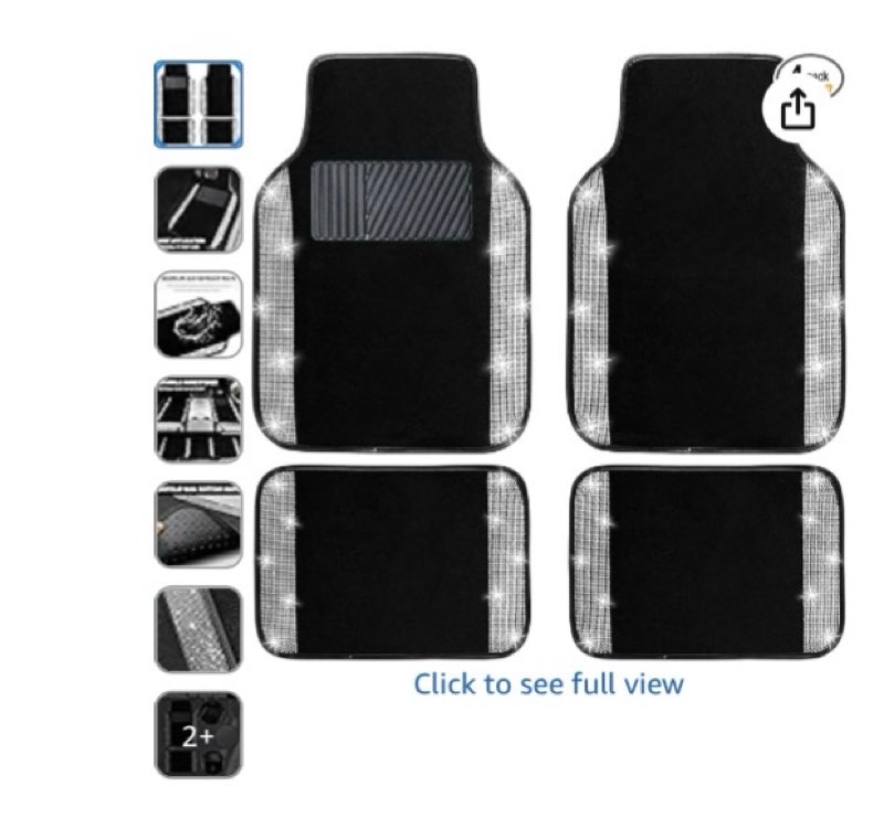 NBTEPEM Multicolor Bling Car Floor Mats Full Set, Rhinestone Carpet Universal Fit Most Cars,SUV, Tru