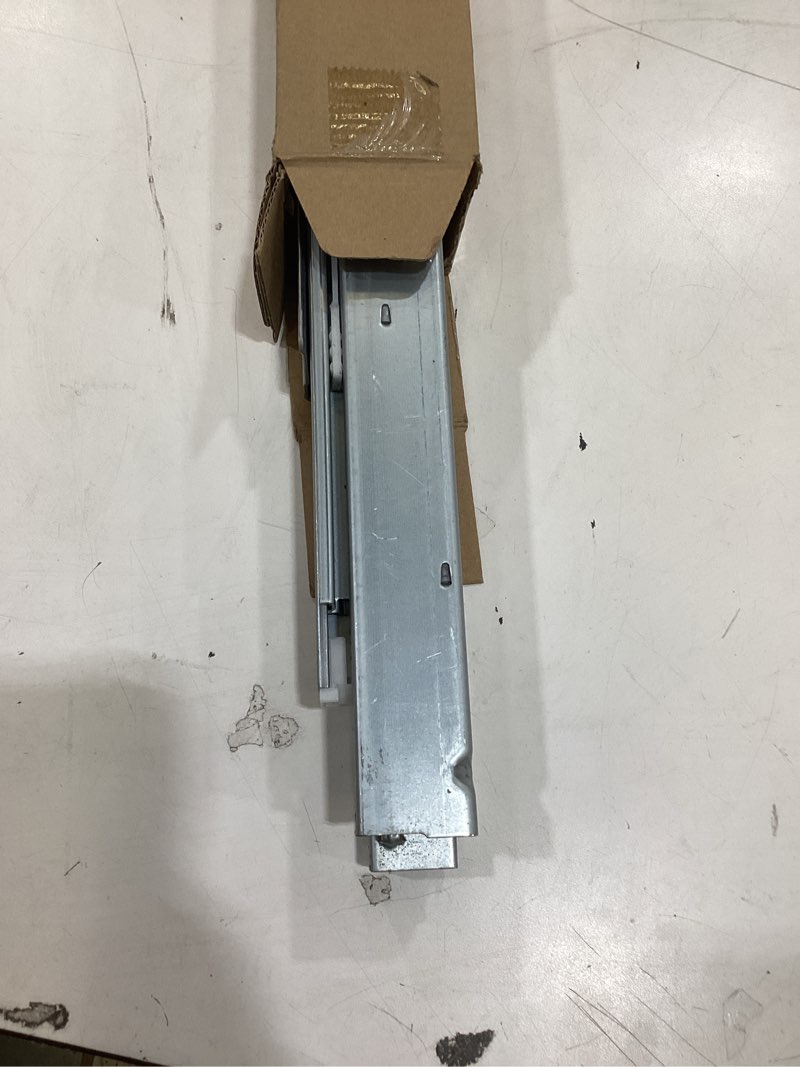 Condition photo showing As Is for 20 inch soft close undermount (bottom mount) drawer slides, 1 pair heavy duty stainless steel slides, full extension 100lb capacity for vanity cabinets, home office desks (20 inch)