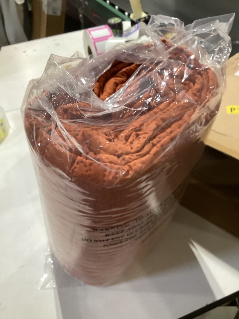 Condition photo showing New/Like New for Love's cabin Quilts for Queen Bed Umber Bedspreads - Soft Bed Summer Lightweight Bedspread Comforter - Modern Style Coin Pattern Coverlet for All Season - 3 Pieces (1 Quilt, 2 Pillow Shams) Full/Queen (90"x96") Coin Pattern Umber