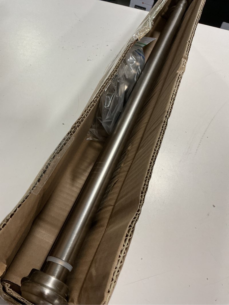 Condition photo showing As Is for 2 Pack Curtain Rods 28 to 48 Inches,1 Inch Curtain rods for Windows, Hanging Curtain Rod & Wall Mount with Brackets Heavy Duty Rod,End Cap Single Rod, Brushed Nickel Brushed Nickel 28"-48"