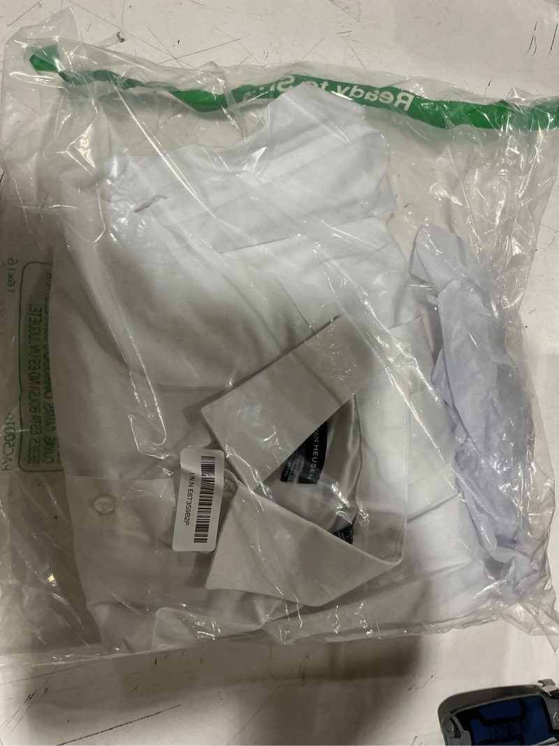 Condition photo showing New/Like New for van heusen men's dress shirt regular fit ultra wrinkle free flex collar stretch solid 16"-16.5" neck 34"-35" sleeve white