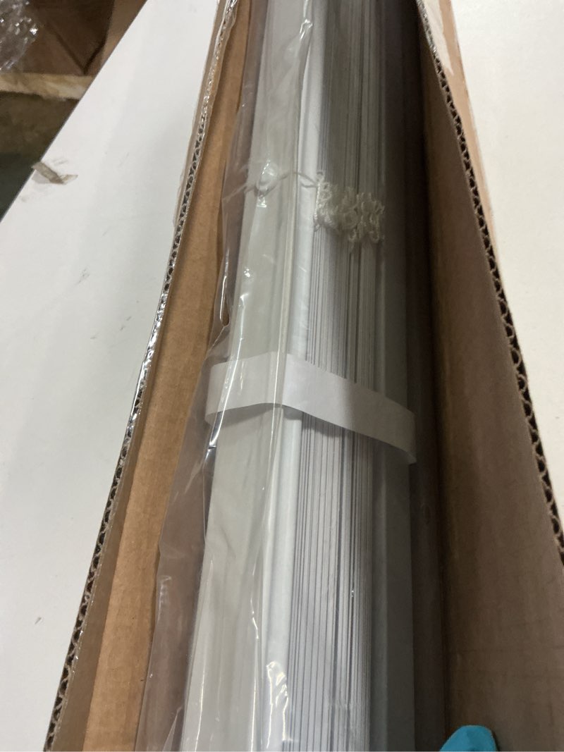 Condition photo showing New/Like New for LazBlinds No Tools No Drill 1" Vinyl Mini Blinds, Cordless Blinds for Windows, Light Filtering Horizontal Window Blinds & Shades, 33" W x 64" H, White Cordless-white 33" W x 64" H