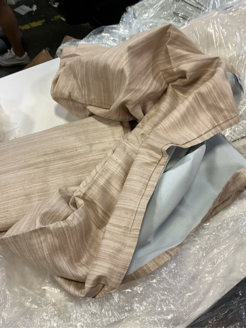 Condition photo showing As Is for textured cotton curtain oatmeal 48” x 108”