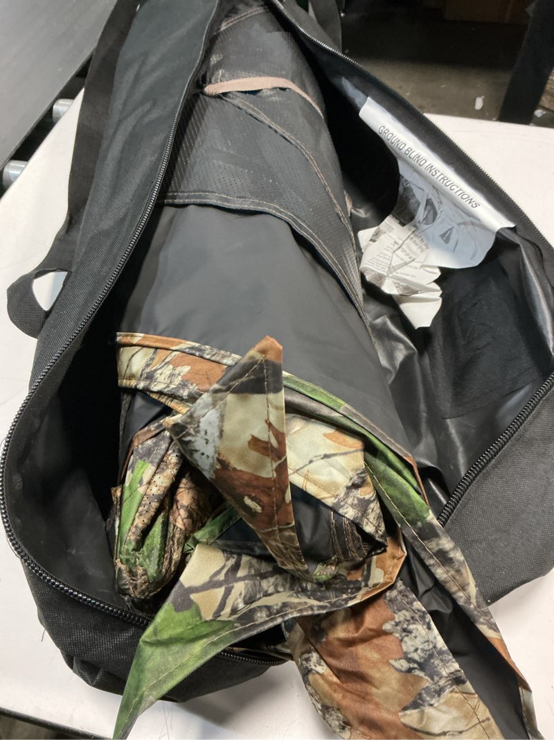 Condition photo showing Good Condition for Hunting Blind - 2-3 Person & 3-4 Person 360/270 See Through Ground Blinds for Hunting Deer and Turkey, Pop Up Deer Blind with Single Door/Dual Doors, Portable Carry Bag and Quiet Fast 2-3 person 360 with Diamond-shaped door