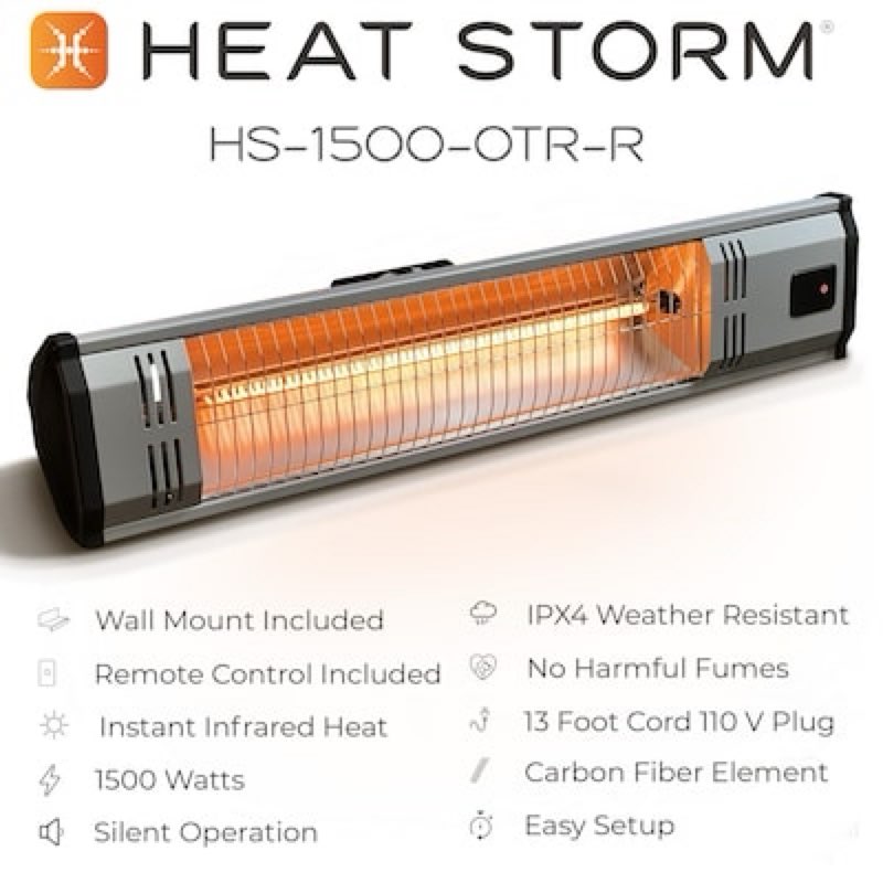heat storm 1500 -watt infrared wall mount indoor/outdoor electric space heater with remote