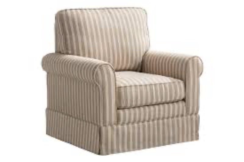 33.1" W Modern Soft Wide Upholstered Striped Swivel Arm Accent Chair
