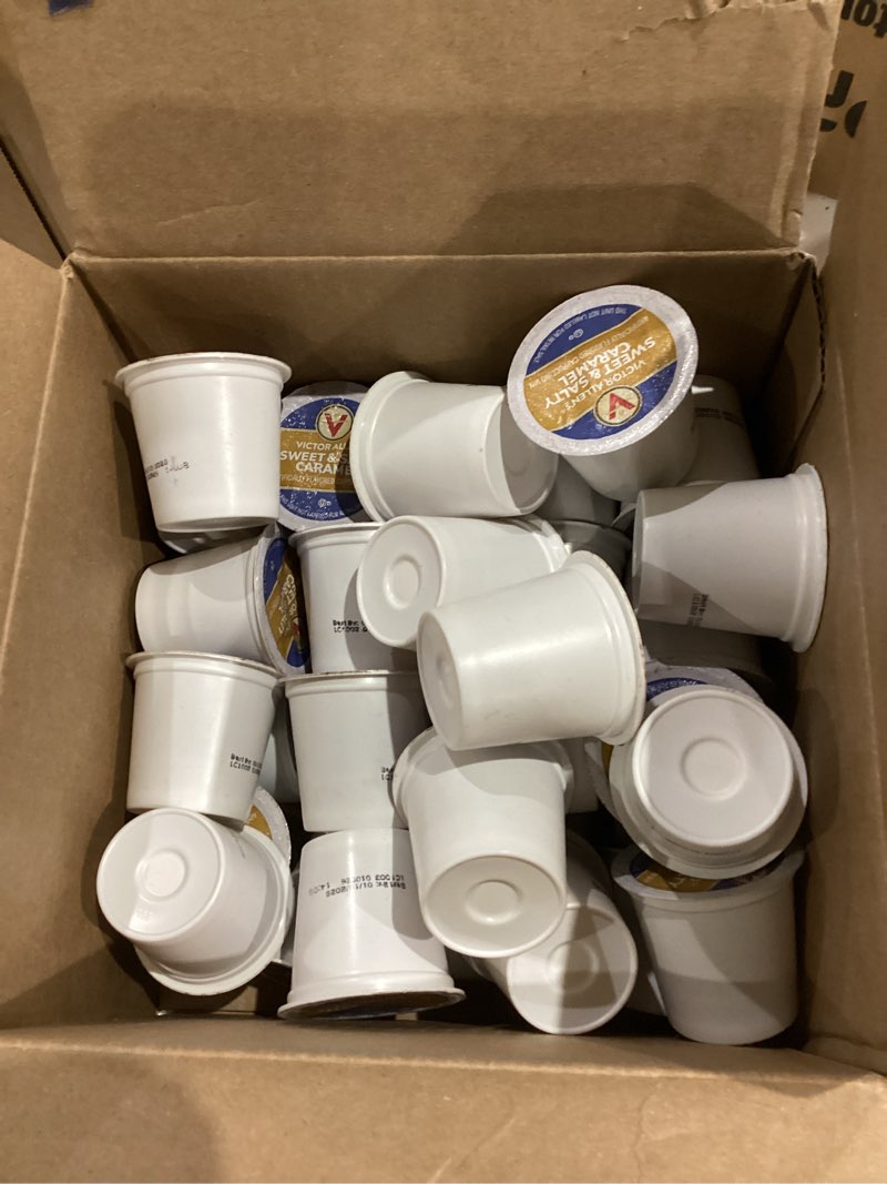 Condition photo showing Good Condition for victor allen's coffee sweet and salty caramel flavored cappuccino mix, 42 count, single serve k-cup pods for keurig k-cup brewers brewers (packaging may vary) sweet & salty caramel cappuccino 42 count (pack of 1)