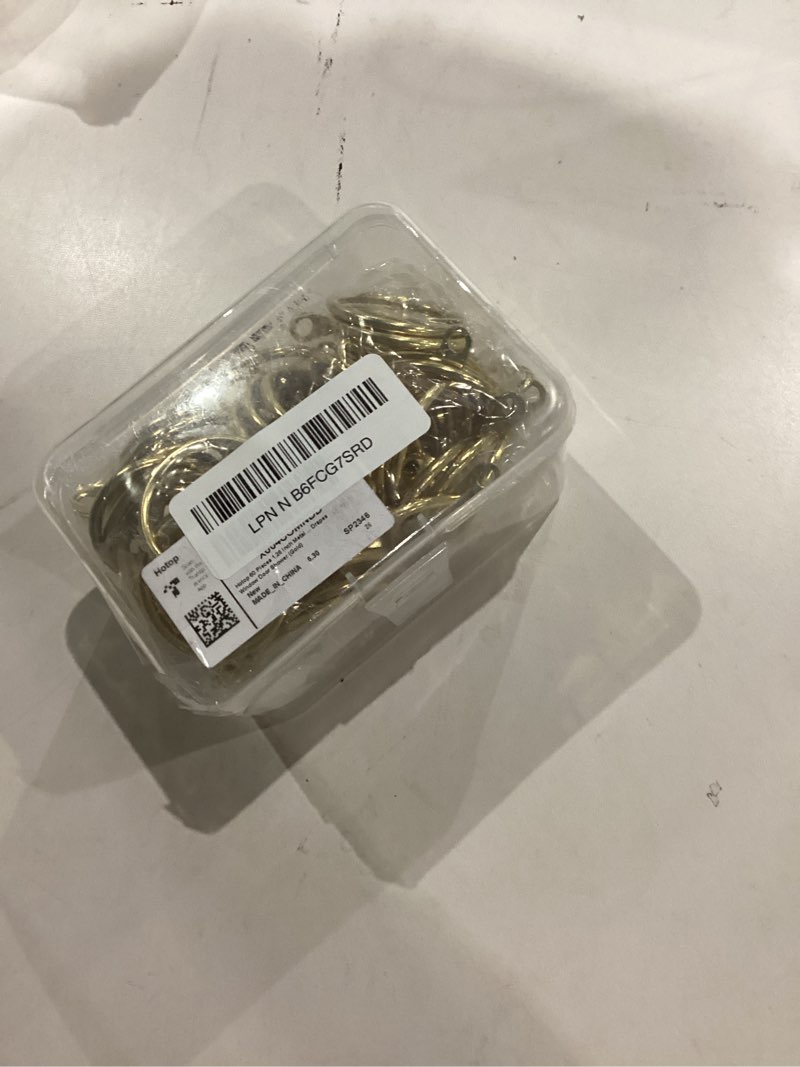 Condition photo showing New/Like New for Hotop 60 Pieces 1.26 Inch Metal Drapery Curtain Rings Curtain Hanging Rings and 60 Pieces Metal Drapery Pin Hooks for Drapes Window Door Shower (Gold) Gold 1.26 Inch