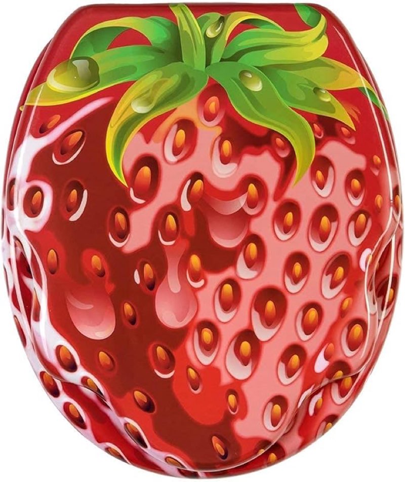 Soft Close Toilet Seat Wooden with Chrome Hinges Easy To Mount Soft Close Toilet Seat Housewares Strawberry
