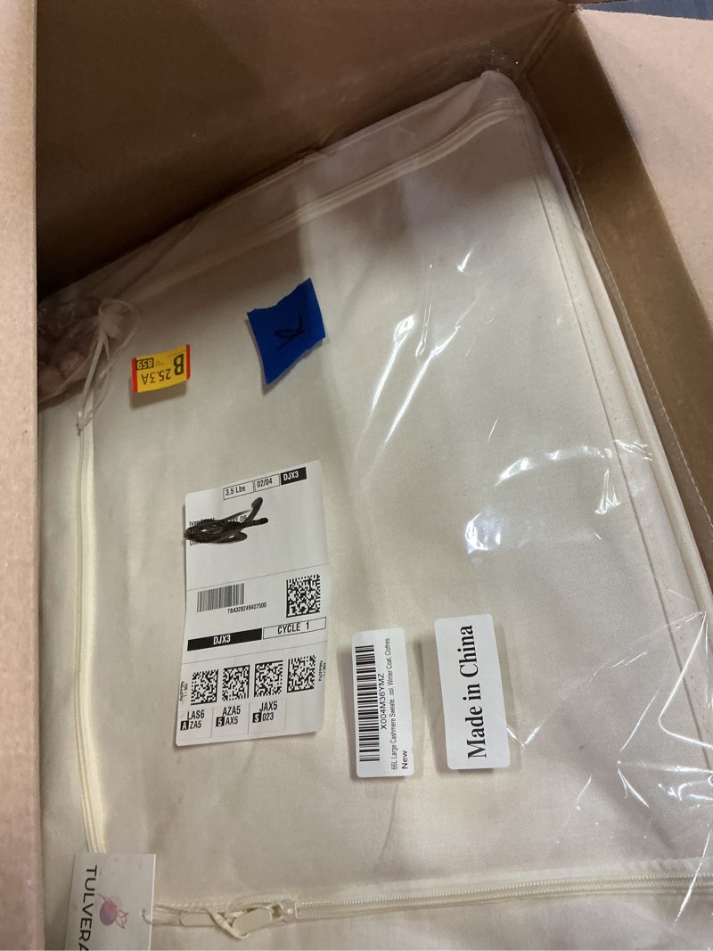 Condition photo showing New/Like New for 66L Large Cashmere Sweater Storage Bag with Steel Frame | Natural Red Cedar Protection | Foldable Closet Organizer with Oxford Fabric, Mesh Windows | Premium Garment Box for Wool, Winter Coat, Clothes