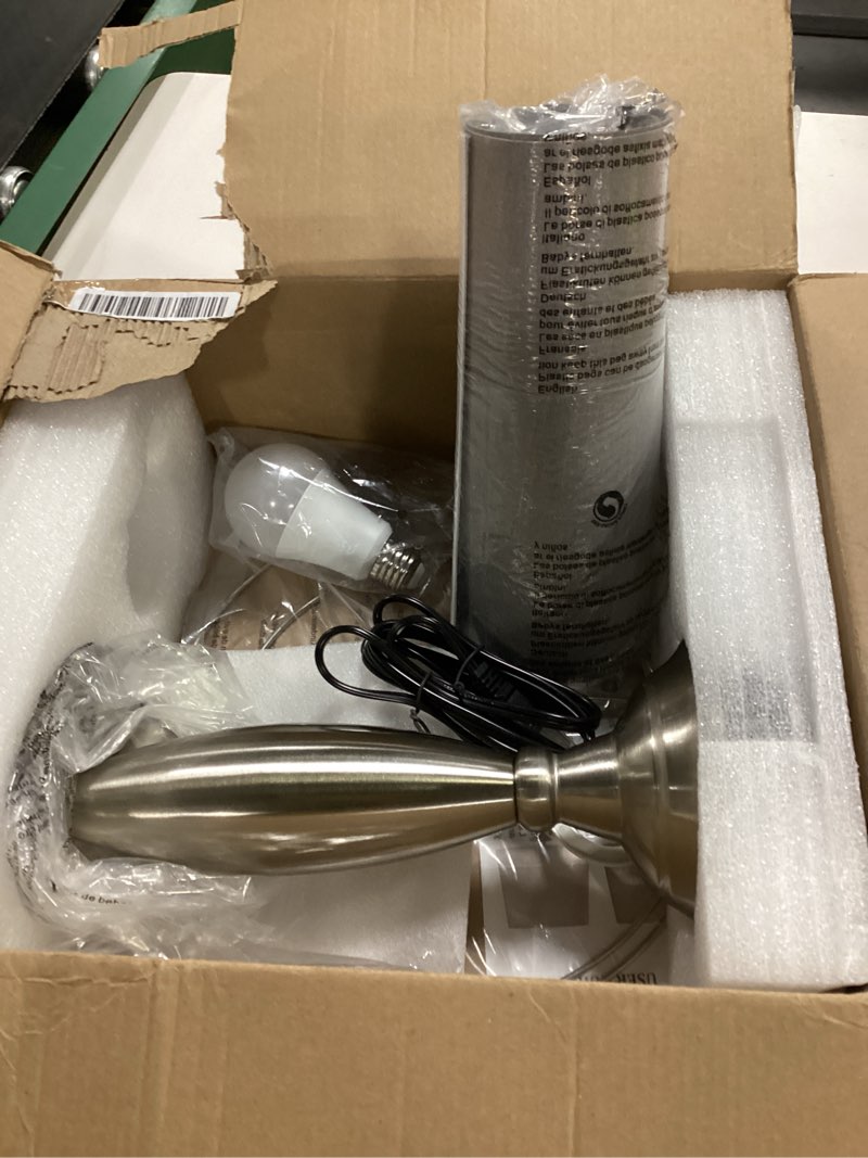 Condition photo showing Good Condition for (gray shade) seealle lamps for bedrooms - touch control bedside lamp with usb c+a, 3 way dimmable nightstand lamps with usb port, brushed nickel table lamp for living room guest room bed side end table(single) h. grey shade and nickel base(single) 22.5in touch control