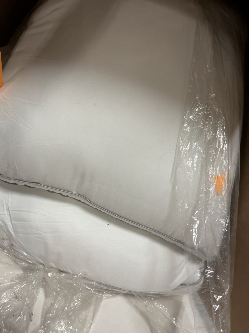Condition photo showing As Is for roumea pillows standard size set of 2, bed pillows for sleeping 2 pack, luxury hotel quality, supportive standard pillows with soft down alternative for back stomach side sleepers, machine washable standard-20"*26" grey