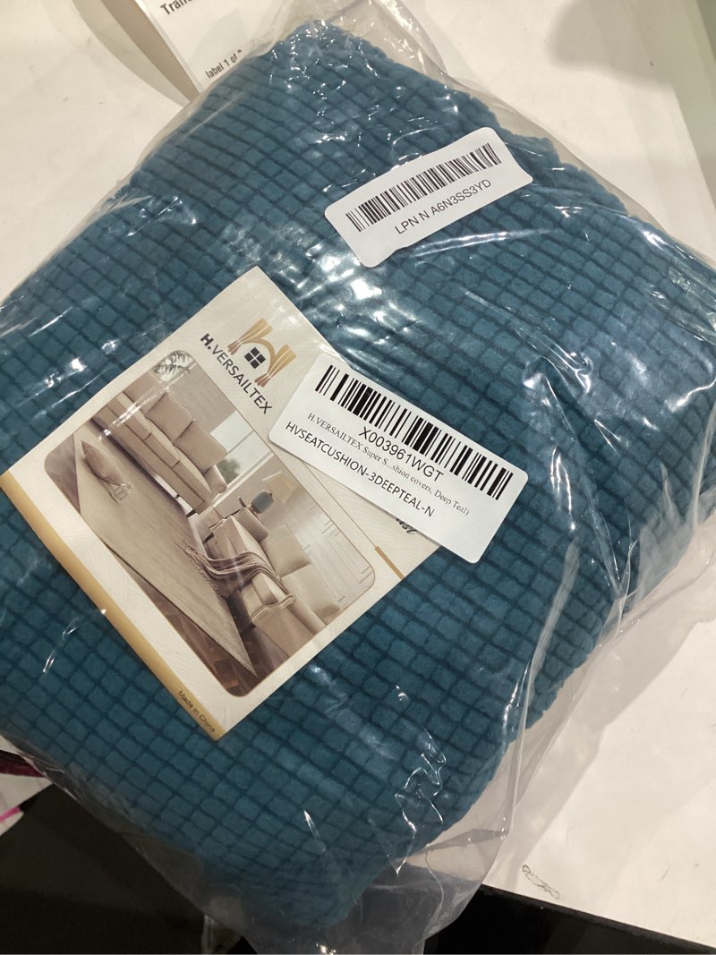 Condition photo showing Good Condition for H.VERSAILTEX Super Stretch Individual Seat Sofa Covers Couch cushion covers Slipcover Sets Thick Jacquard Textured Twill Fabric (3 Piece Sofa cushion covers, Deep Teal) Deep Teal 3 Cushion Sofa