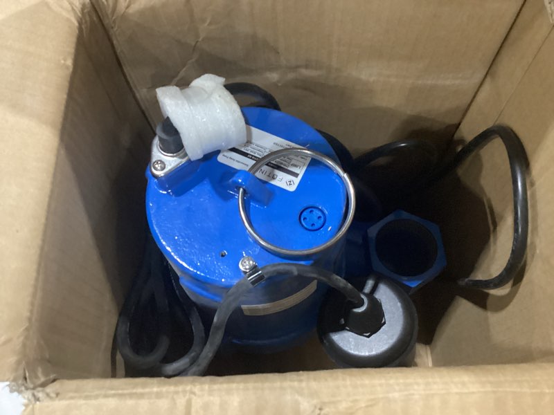 Condition photo showing As Is for USED NOT TESTED FOTING Sump Pump Submersible Sewage/Effluent Pump, Heavy Duty Cast Iron Septic Pump, Sump Pumps for Basement, Septic Tank, Sewage Well, Sewage System, 1.5HP 9000GPH 29FT 2'' NPT Discharge