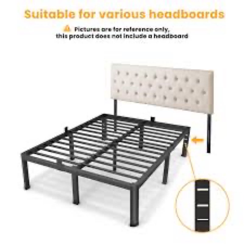 Superay 20 Inch Queen Size Metal Platform Bed Frame with Round Corners, Storage Space Under High Bed