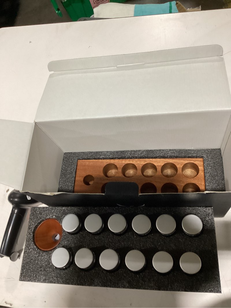 Condition photo showing New/Like New for single dose coffee bean storage tubes coffee bean cellar 10 pcs dosing glass vials with lids (2 oz) wooden display stand and funnel