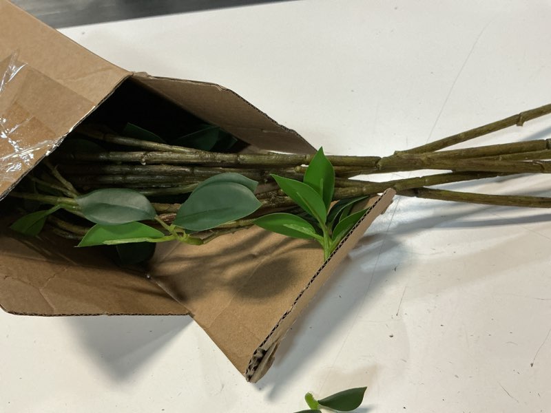 Condition photo showing Good Condition for suncalla 6 pcs artificial greenery stems 28 inch tall faux bay leaf branches spring fake greenery plants plastic bay laurel stems for vase filler, wedding table centerpieces, neutral modern home decor 28 inch bay leaf 6