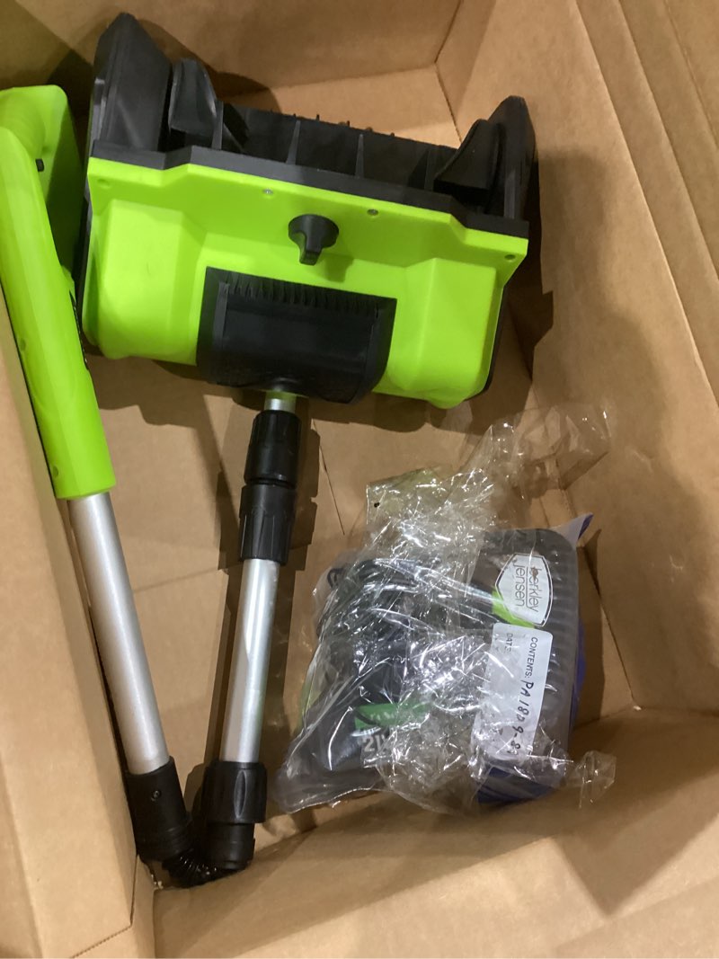 Condition photo showing New/Like New for Cordless Snow Shovel, 21V Electric Cordless Snow Blower with Battery and Charger, 19FT Throw Distance, Lightweight 9.9lb for Driveway, Steps, Patio, Sidewalk(Green)