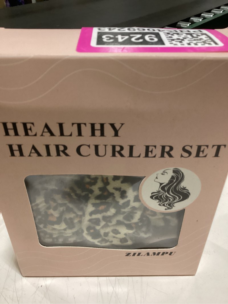 Condition photo showing Good Condition for ZILAMPU No Heat Curling Rod Headband for Women and Girls, Overnight Velour Hair Roller Wrap for Long Curls - Leopard Print