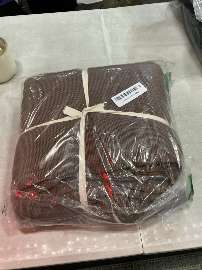 Condition photo showing Good Condition for nsnlgsgc 100% muslin cotton textured duvet cover queen size, 2-layer small gingham checked lightweight and breathable muslin bedding, linen like gauze comforter cover set (tan gingham, queen) tan checked queen(90"*90")