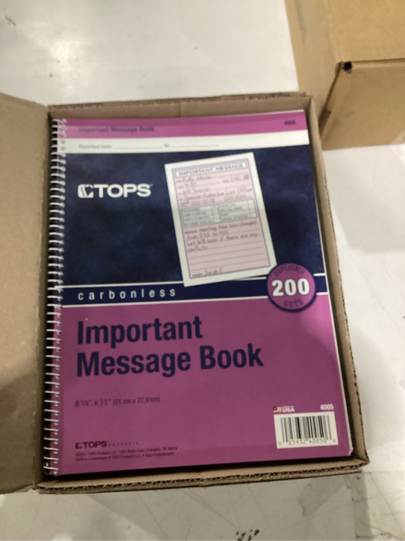 Condition photo showing New/Like New for adams spiral bound phone message book, carbonless duplicate, 4 messages per page, 200 sets per book (sc1184d)