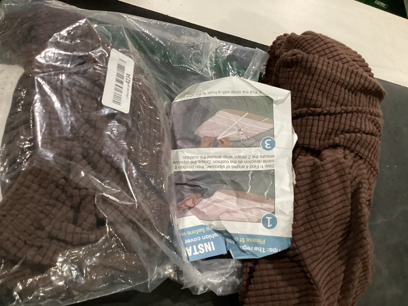 Condition photo showing Good Condition for h.versailtex stretch 2 piece t cushion sofa slipcovers individually sofa cushion covers for 2 cushion couch sofa seat cushion covers with elastic bands featuring thicker jacquard fabric, chocolate 2 cushion sofa chocolate