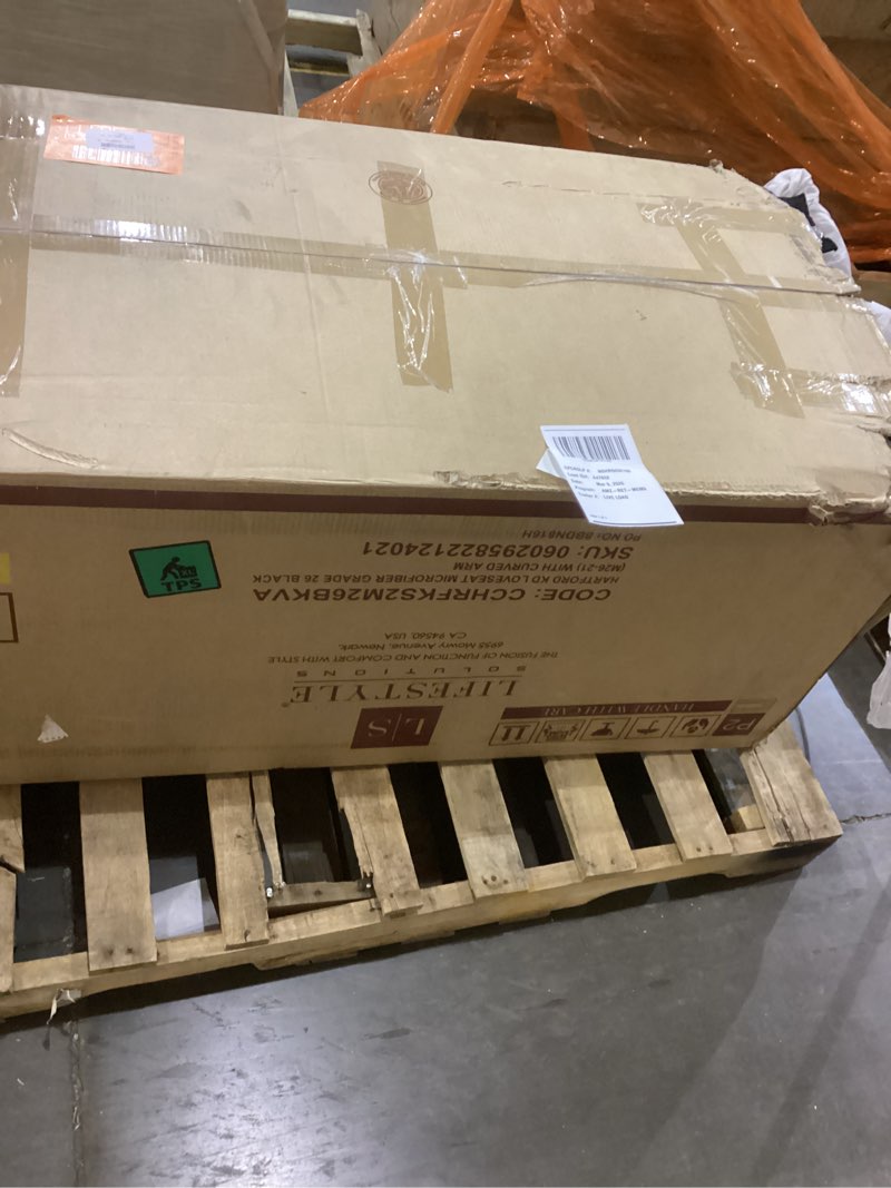 Condition photo showing As Is for LifeStyle Solutions Grayson Love Seats, 57.87"x32"x32.68", Black