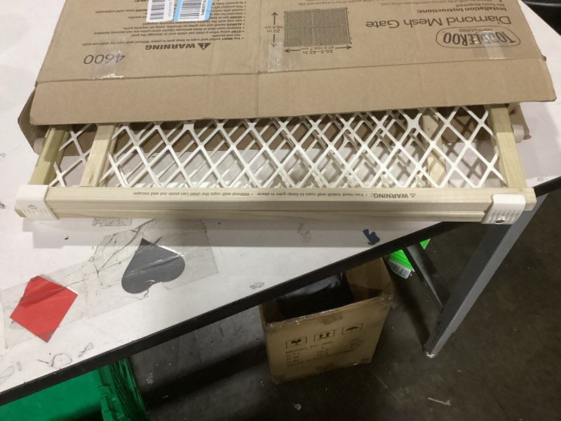 Condition photo showing Good Condition for Toddleroo by North States - Diamond Mesh Wooden Baby Gate: Pressure Mounted Baby Gate for Doorways - Adjustable 26.5 to 42 Inches Wide - 23 Inches Tall