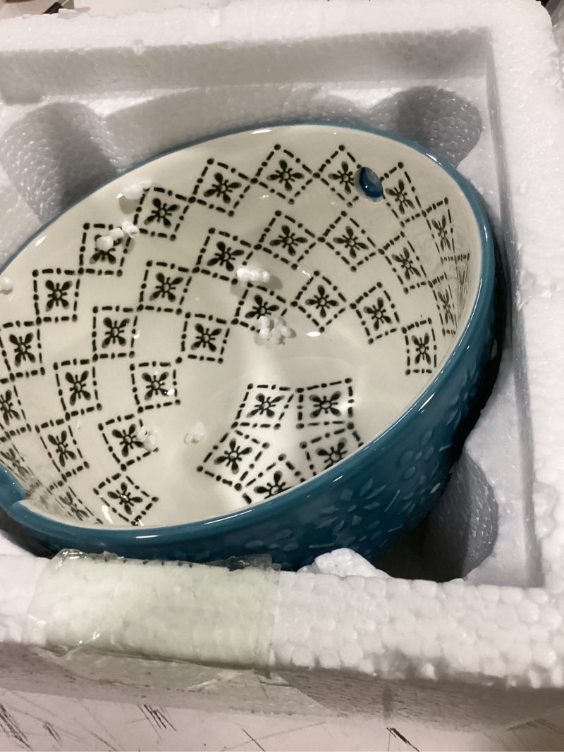 Condition photo showing Good Condition for ucdrma crochet yarn bowl for knitting, ceramic yarn holder crocheting bowl with 3d relief pattern, 6in large crochet holder bowls for yarn of all types, great decorative knitting crochet supplies