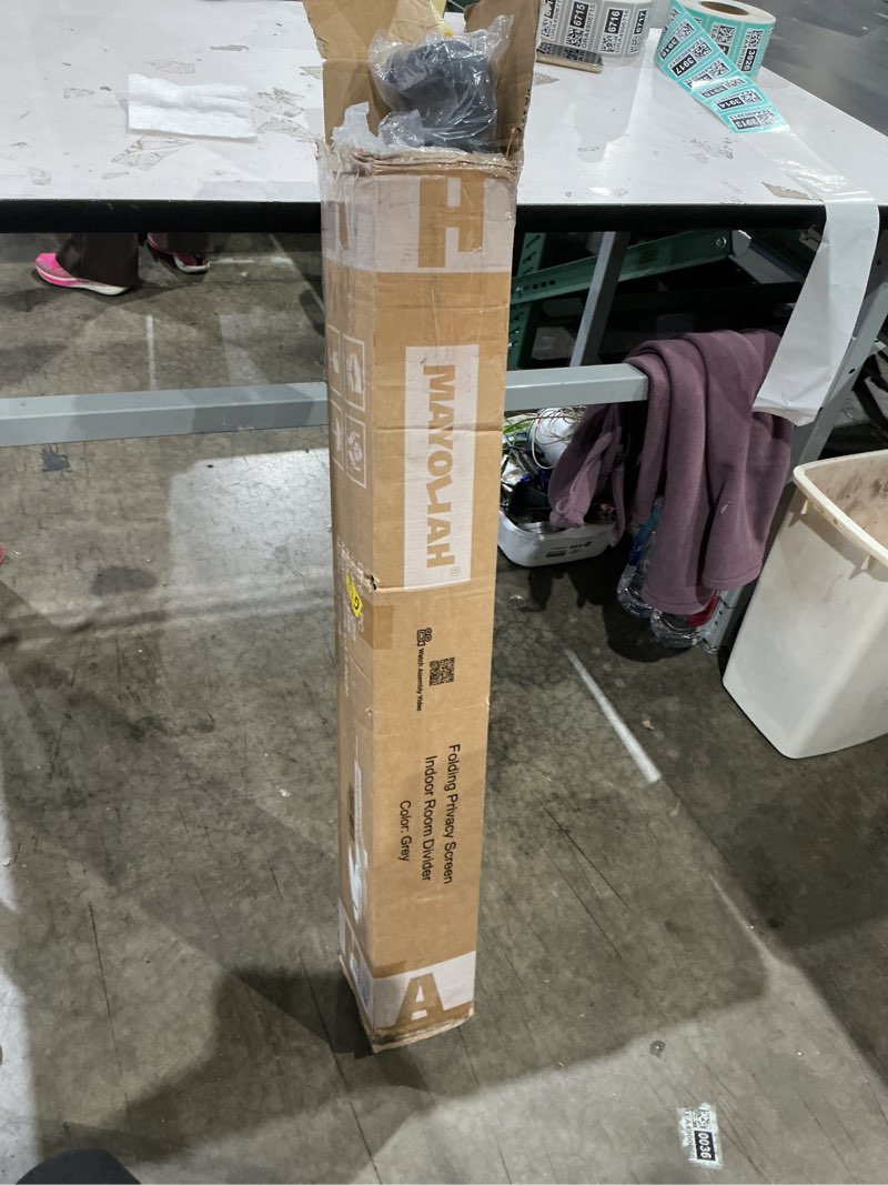 Condition photo showing Good Condition for rantila 3 panel room divider, 6 ft tall folding privacy screen freestanding room partition wall dividers, 102''w x 20''d x 71''h, grey grey 34" - 3 panel