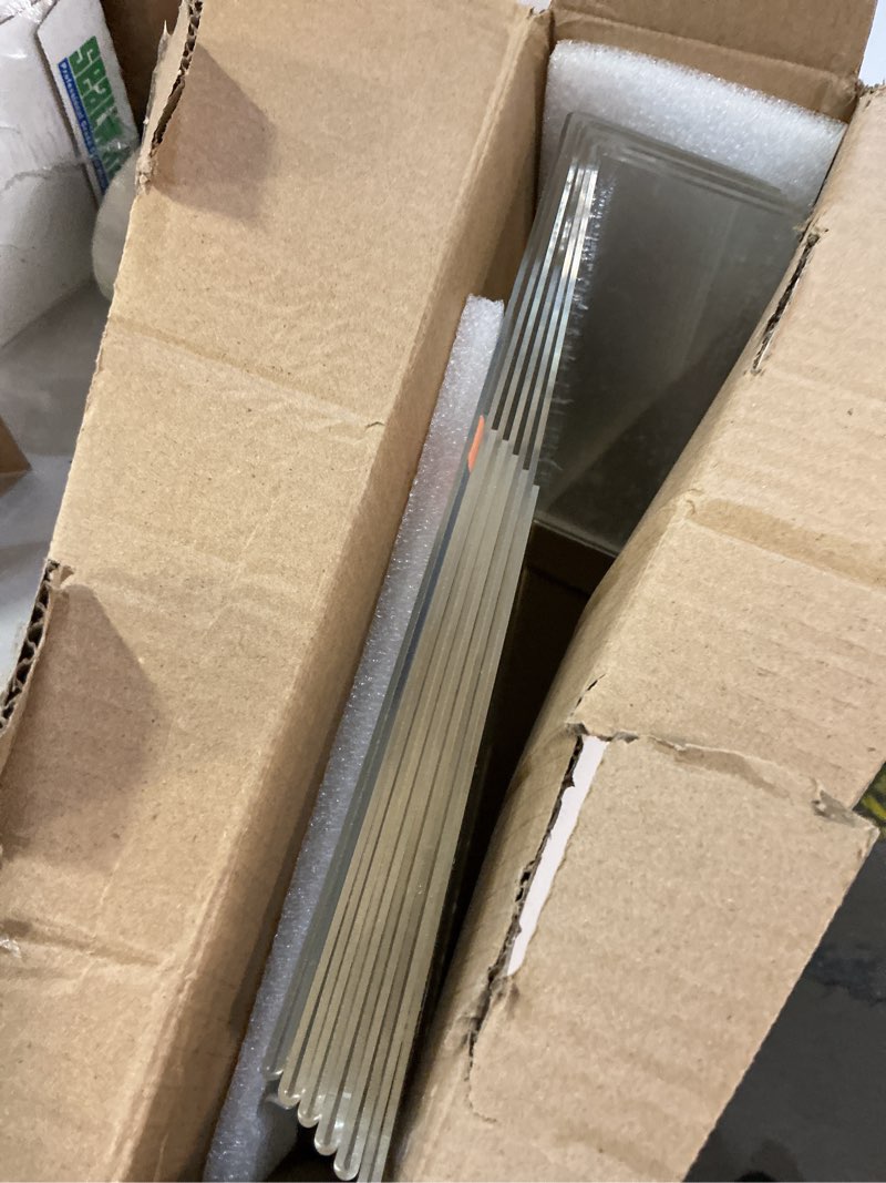 Condition photo showing Good Condition for slanted back acrylic sign stands 8 x 10, clear tabletop display, plastic paper sign holder for office, home, restaurant (6 pack) 6 pack 8x10 inches
