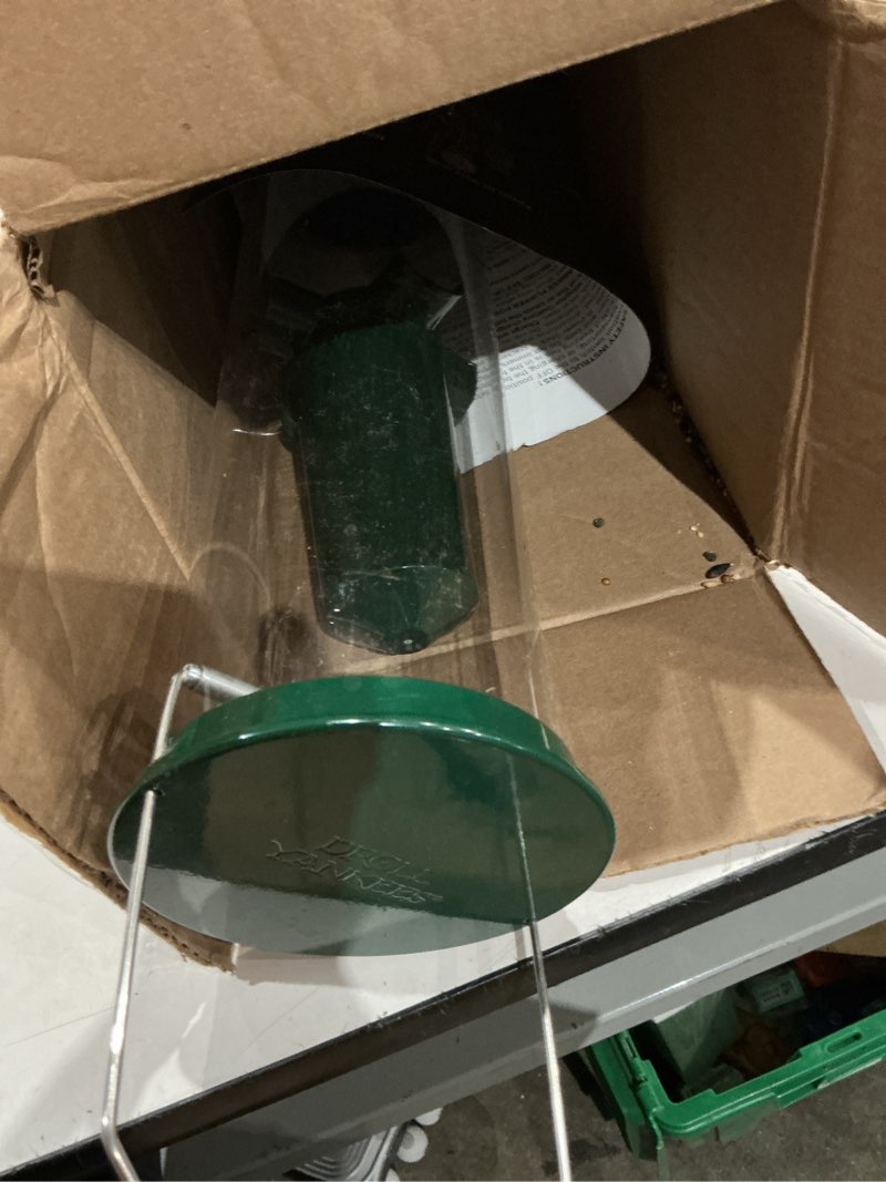 Condition photo showing As Is for droll yankees squirrel proof bird feeders for outdoors - yf-m - flipper, collapsible perches, 5-pound seed capacity, green yankee flipper