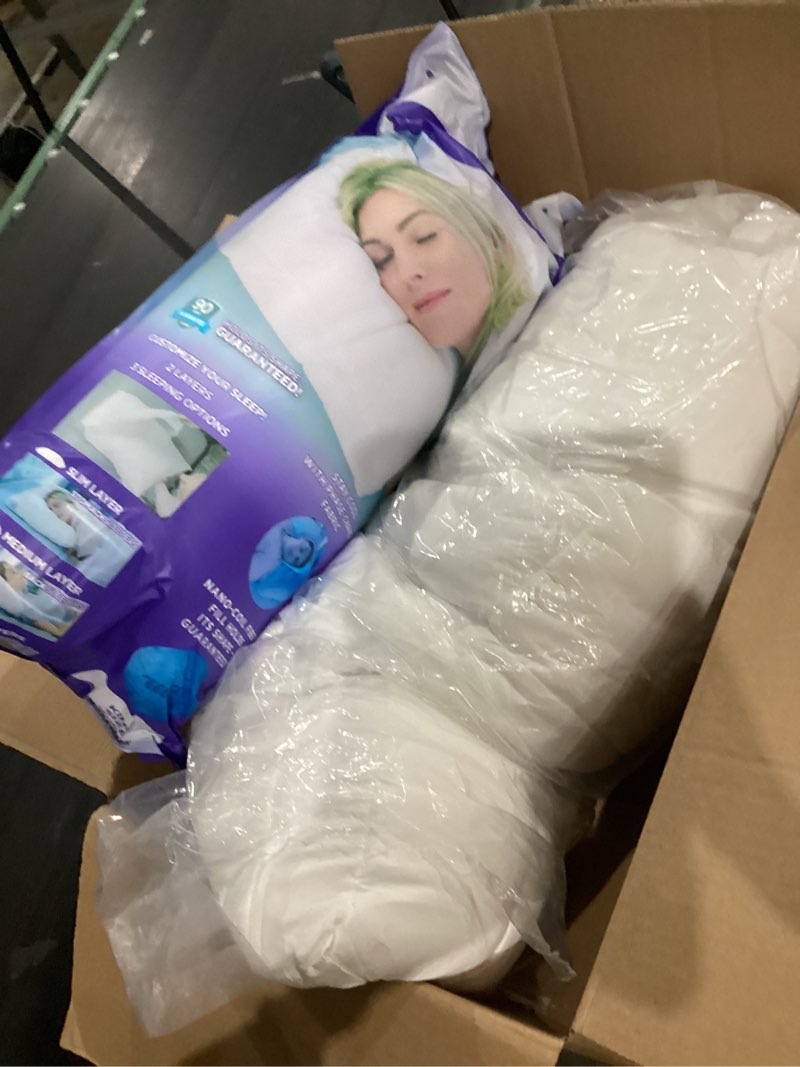 Condition photo showing As Is for nuzzle bed pillow for sleeping washable luxury king size pillows - ultra soft cooling pillow with 2 adjustable inner layers for comforting support - perfect for side, back, & stomach sleepers