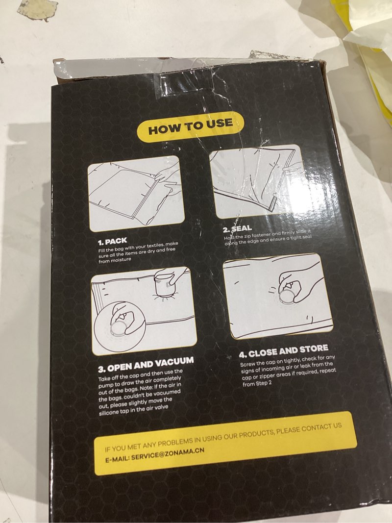 Condition photo showing Good Condition for vacuum storage bags for travel with wireless rechargeable air pump, 12 pack travel essentials space saver compression bag for luggage, suitcase, backpack, vacuum seal bags for home storage clothing 12 combo